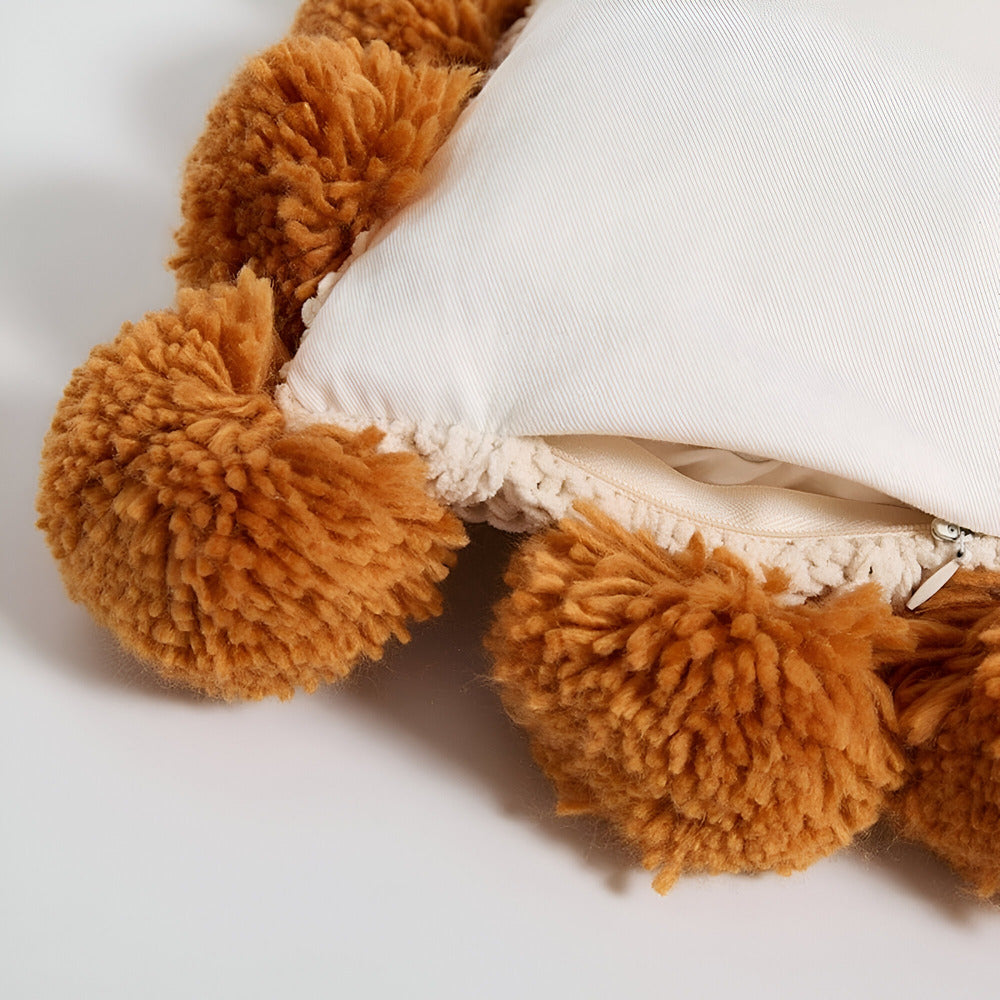 Mysigt kuddfodral med tofsstickning – Snyggt dekorativt prydnadskudde