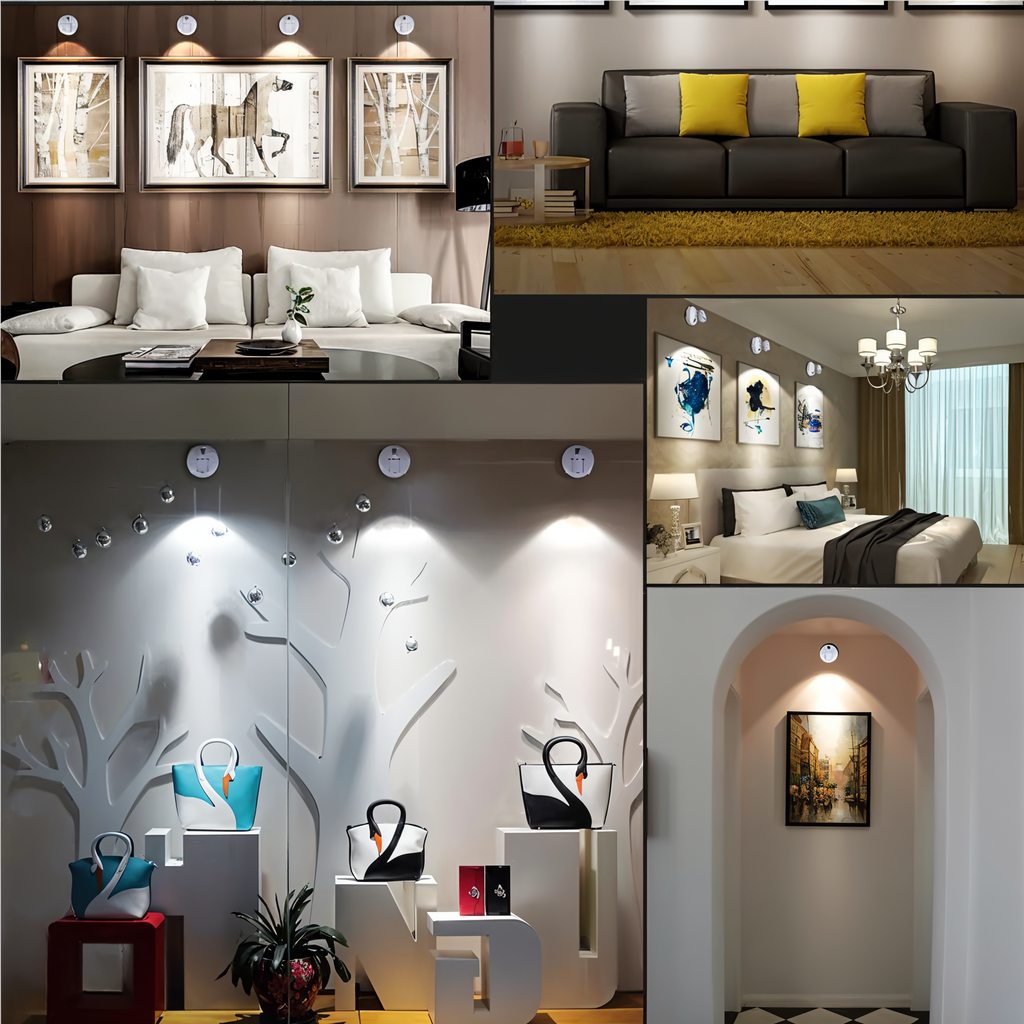 Justerbara trådlösa LED-spotlights – Smart dimbar accentbelysning för hem och konst