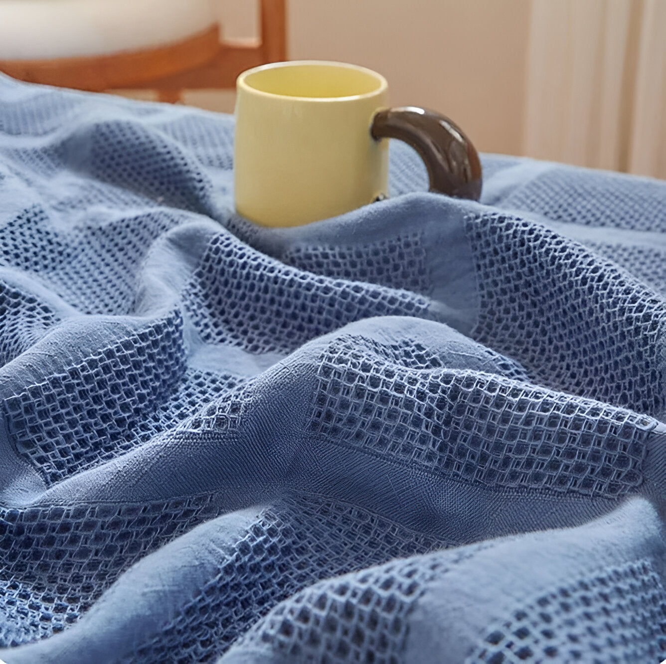 Texturerad våffelfilt i bomull – Lätt och mysigt sängkläder och heminredning