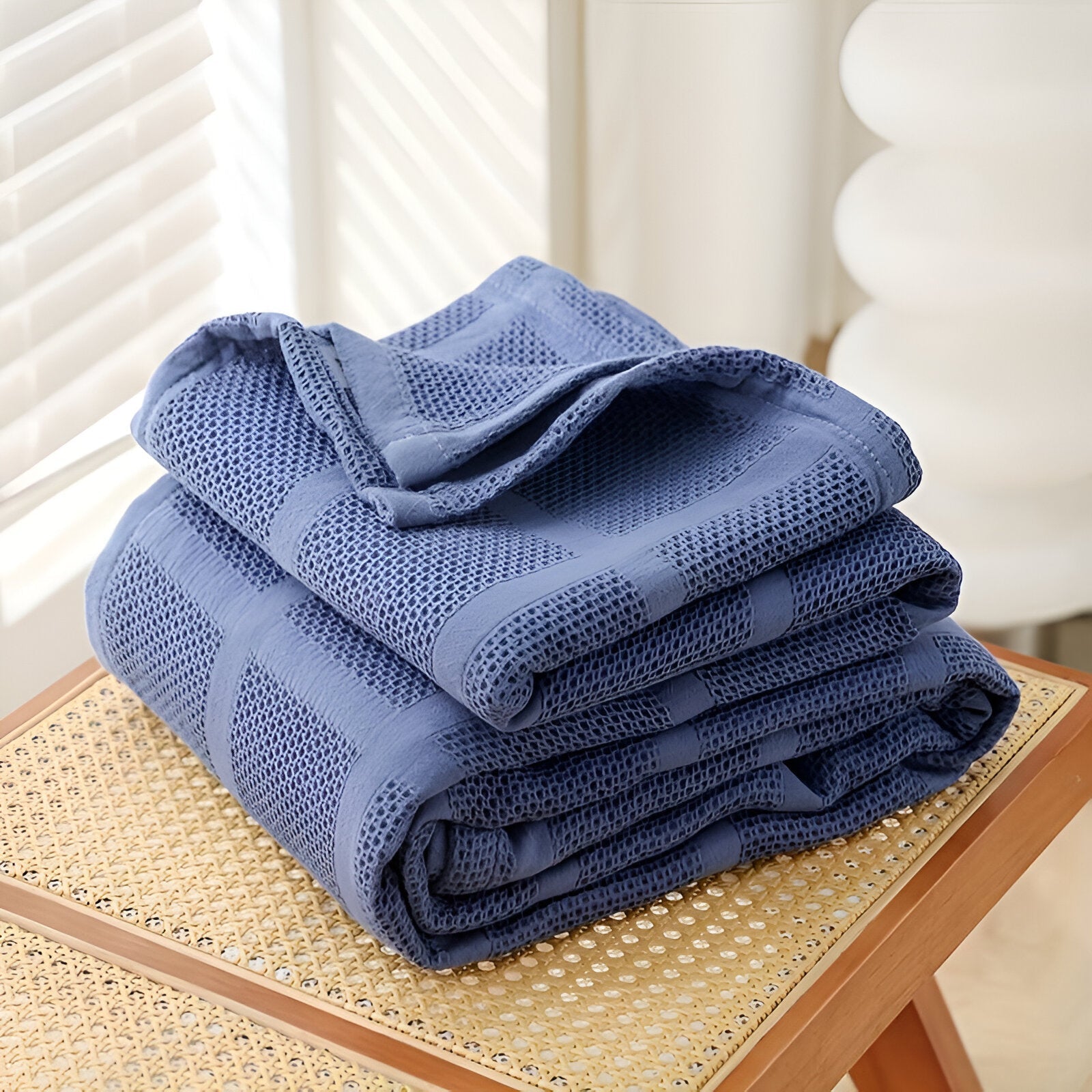 Texturerad våffelfilt i bomull – Lätt och mysigt sängkläder och heminredning