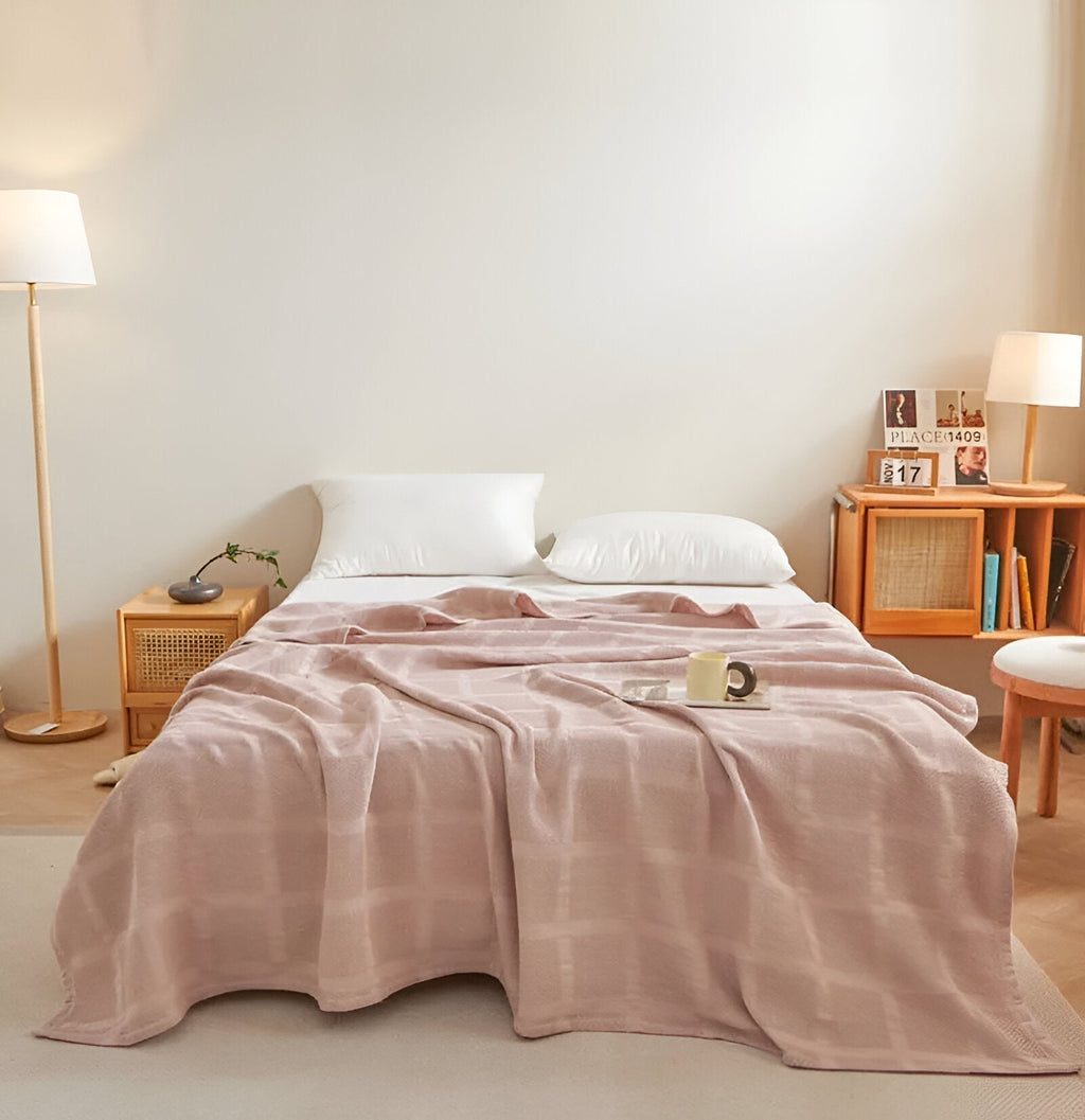 Texturerad våffelfilt i bomull – Lätt och mysigt sängkläder och heminredning