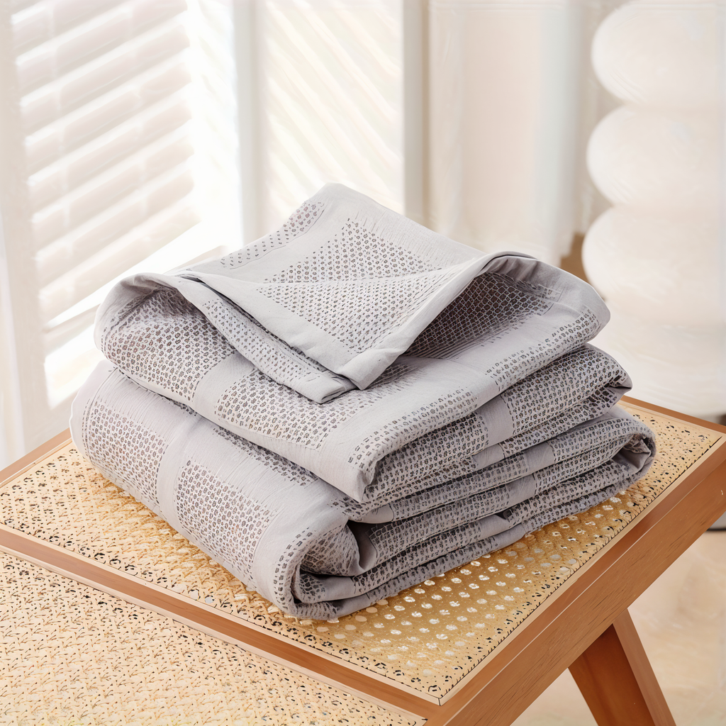 Texturerad våffelfilt i bomull – Lätt och mysigt sängkläder och heminredning