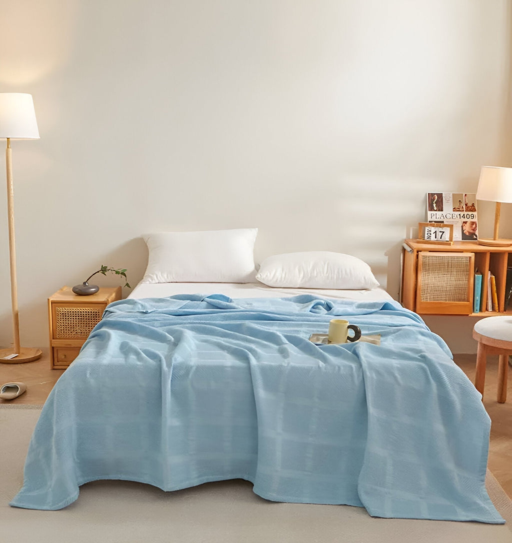 Texturerad våffelfilt i bomull – Lätt och mysigt sängkläder och heminredning