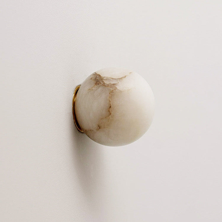 Marmorerad LED-vägglampa – Japandi minimalistisk vägglampa med 1 lampa för moderna interiörer