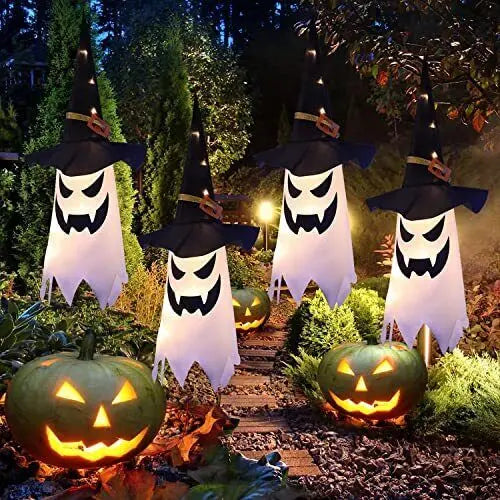 Förtrollad LED-häxhatt – Spöklikt Halloween-ljus utomhus med färgskiftande effekter