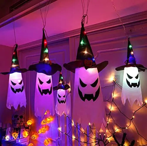 Förtrollad LED-häxhatt – Spöklikt Halloween-ljus utomhus med färgskiftande effekter