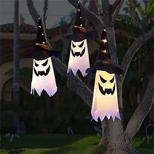Förtrollad LED-häxhatt – Spöklikt Halloween-ljus utomhus med färgskiftande effekter