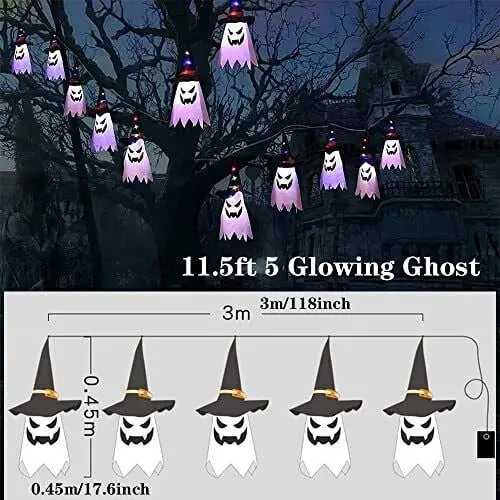 Förtrollad LED-häxhatt – Spöklikt Halloween-ljus utomhus med färgskiftande effekter