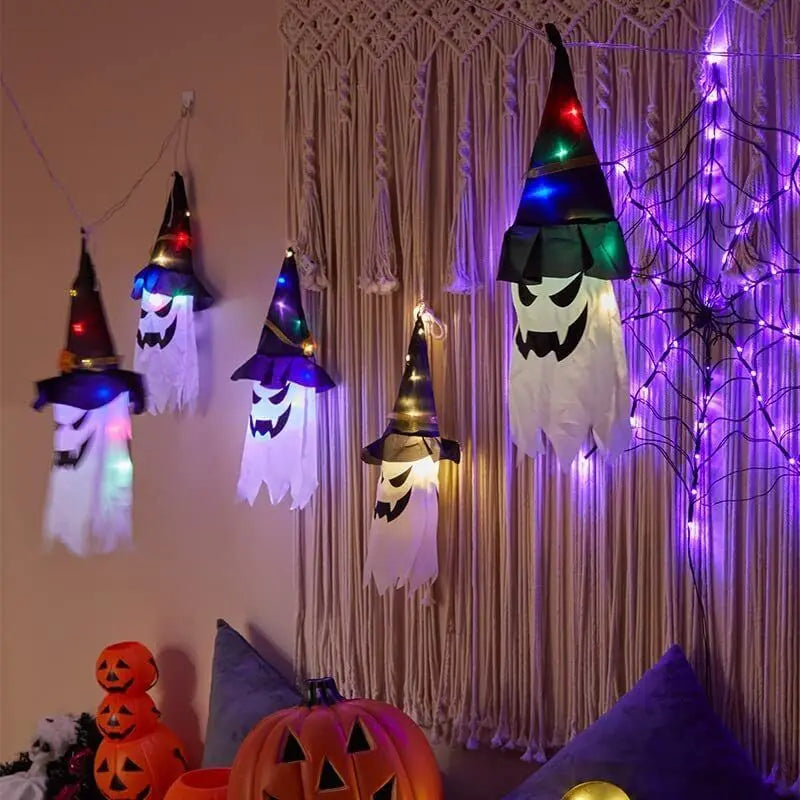 Förtrollad LED-häxhatt – Spöklikt Halloween-ljus utomhus med färgskiftande effekter