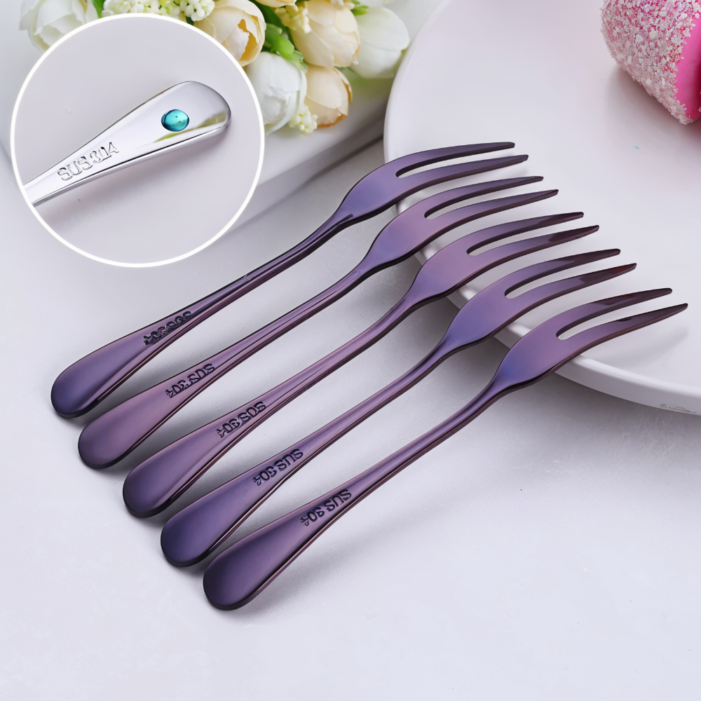 Eleganta minigafflar i rostfritt stål – lättviktiga frukt- och salladsbestick