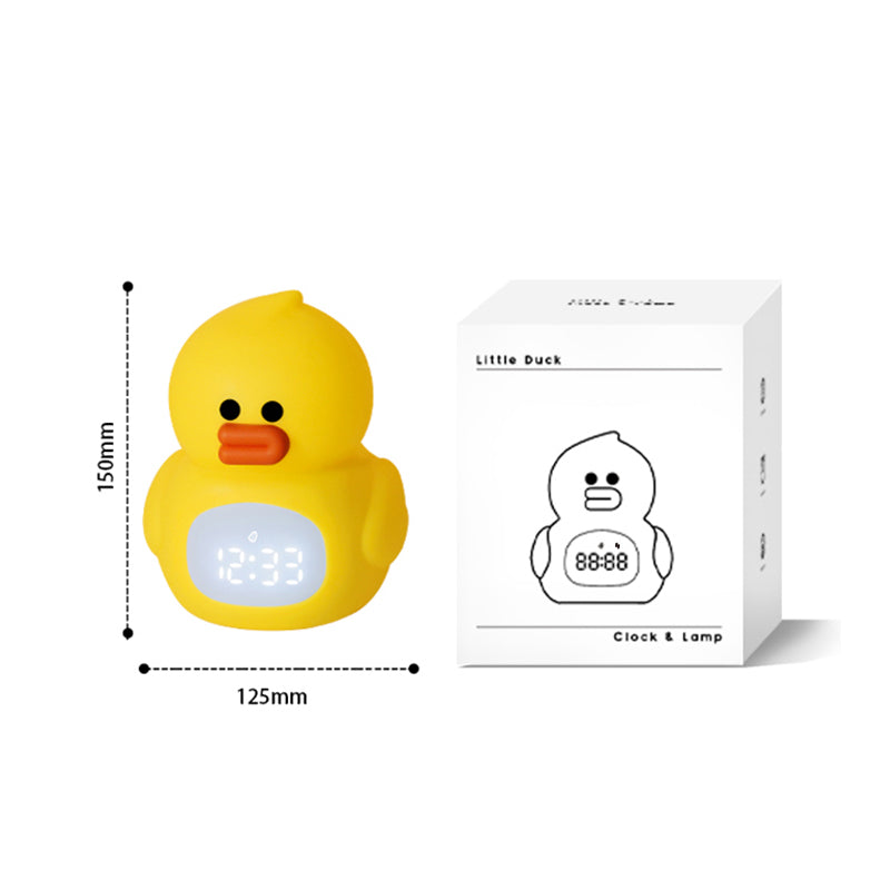 Quacky Glow Duck-klocka och uppladdningsbar nattlampa – söt LED-skrivbordslampa med inbyggt batteri