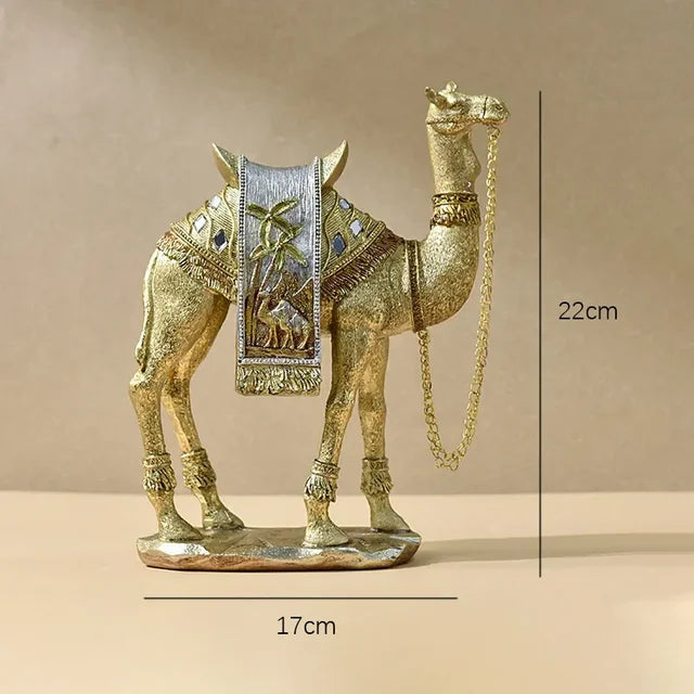 Lyxig gyllene kamelstaty - Elegant hartsfigur i arabisk stil för heminredning