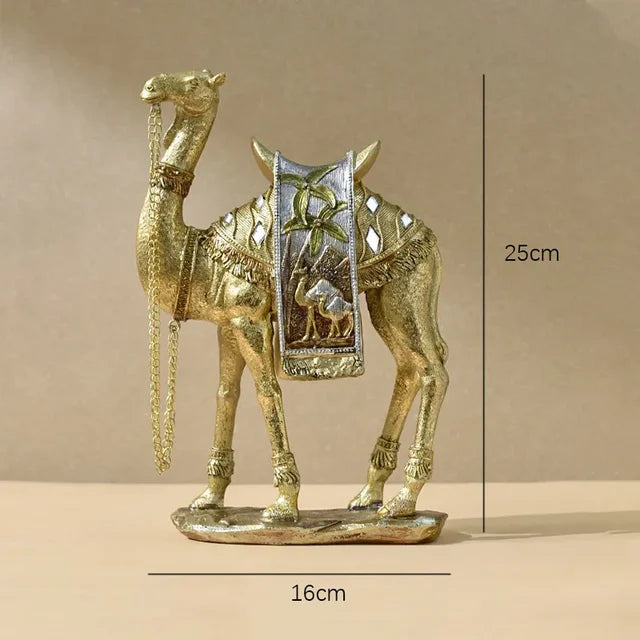 Lyxig gyllene kamelstaty - Elegant hartsfigur i arabisk stil för heminredning