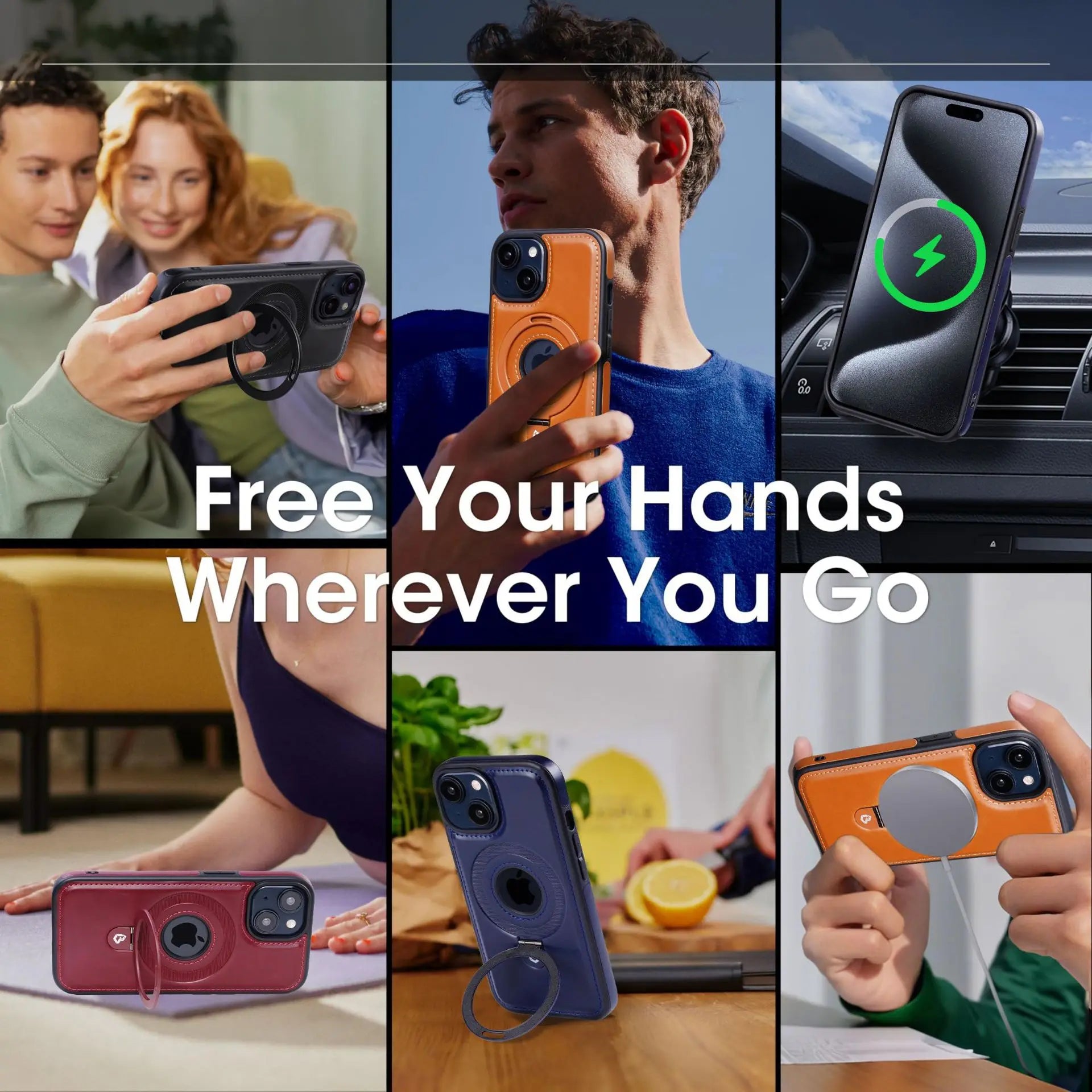 Magnetiskt iPhonefodral med osynligt ringställ