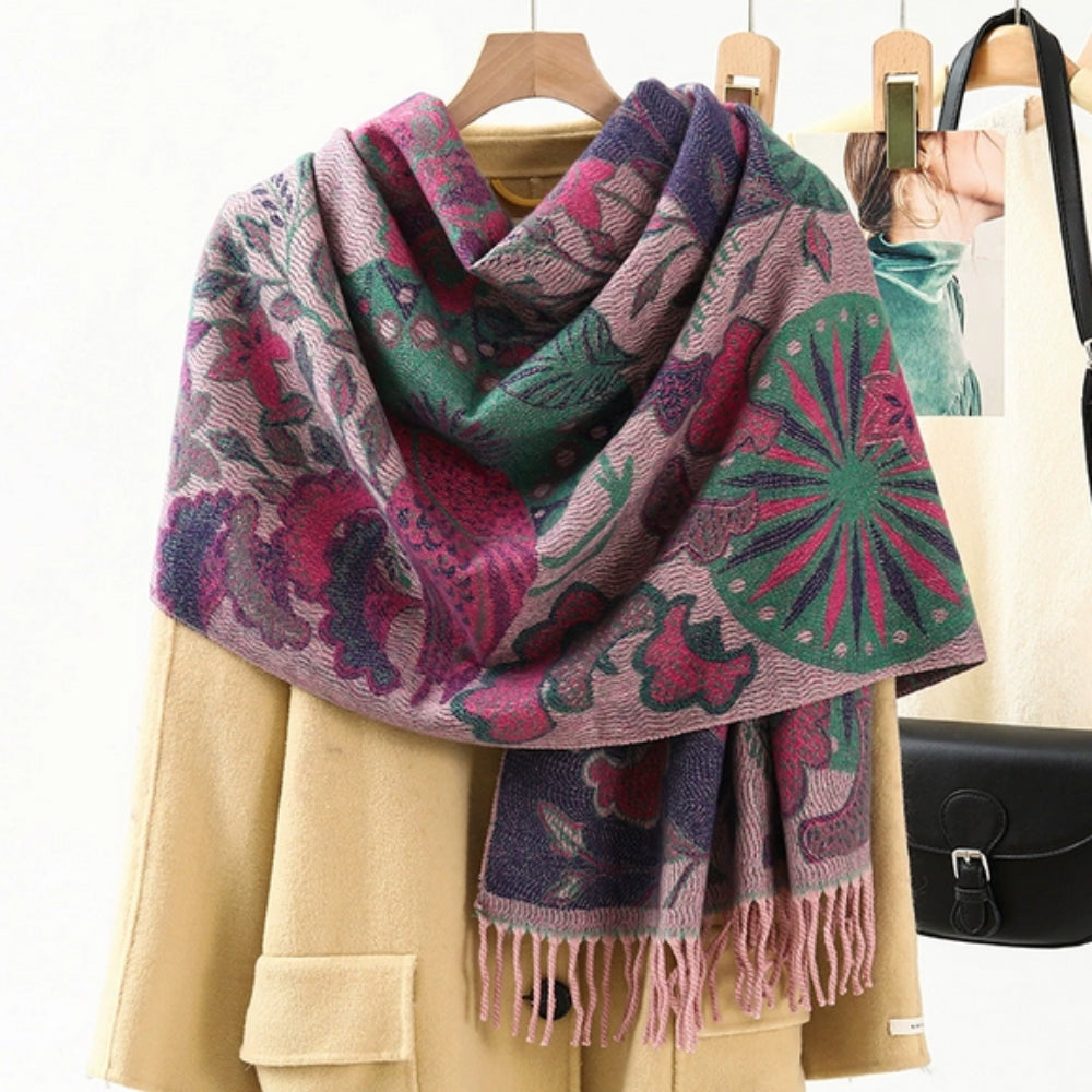Bohemiskt Heritage Print Sjal – Mjuk vinterscarf och elegant omslagssjal