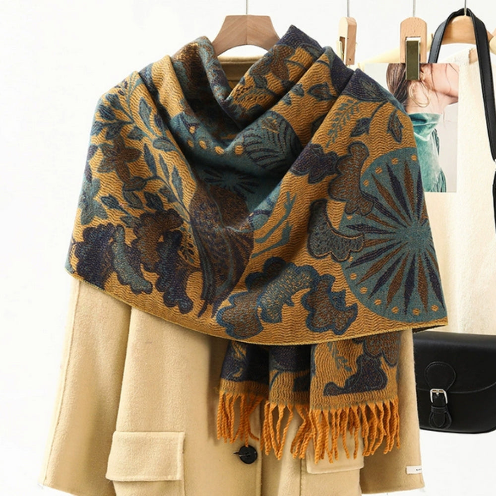 Bohemiskt Heritage Print Sjal – Mjuk vinterscarf och elegant omslagssjal