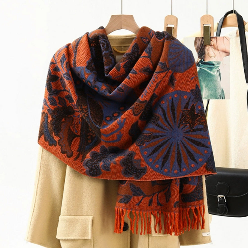 Bohemiskt Heritage Print Sjal – Mjuk vinterscarf och elegant omslagssjal