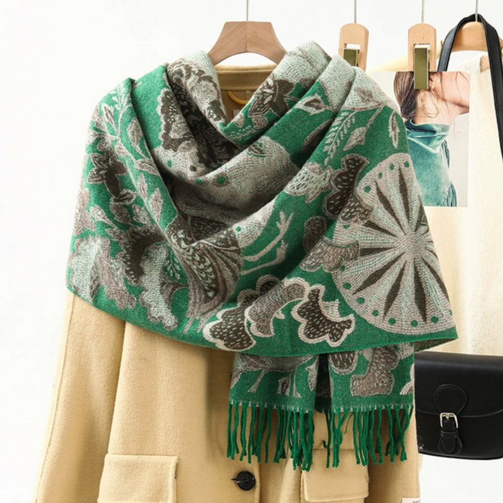 Bohemiskt Heritage Print Sjal – Mjuk vinterscarf och elegant omslagssjal