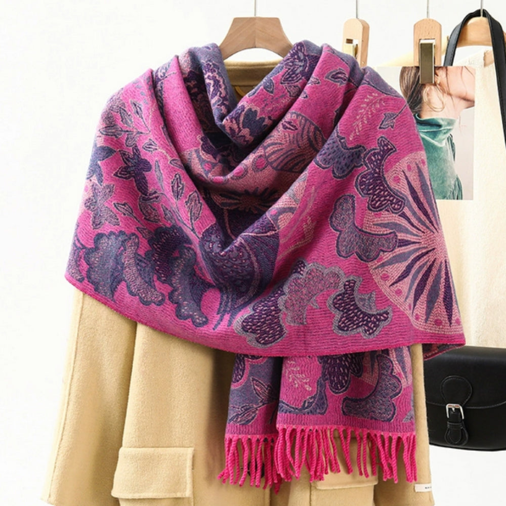 Bohemiskt Heritage Print Sjal – Mjuk vinterscarf och elegant omslagssjal