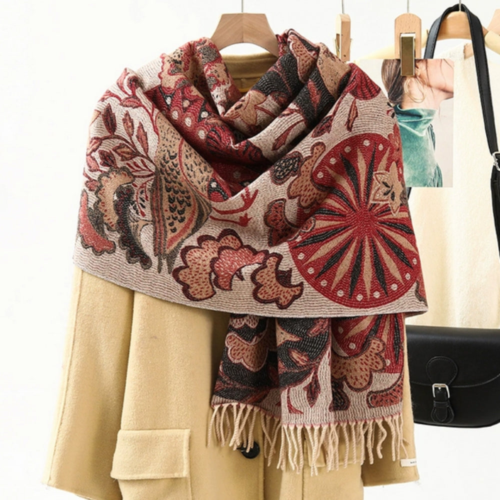 Bohemiskt Heritage Print Sjal – Mjuk vinterscarf och elegant omslagssjal