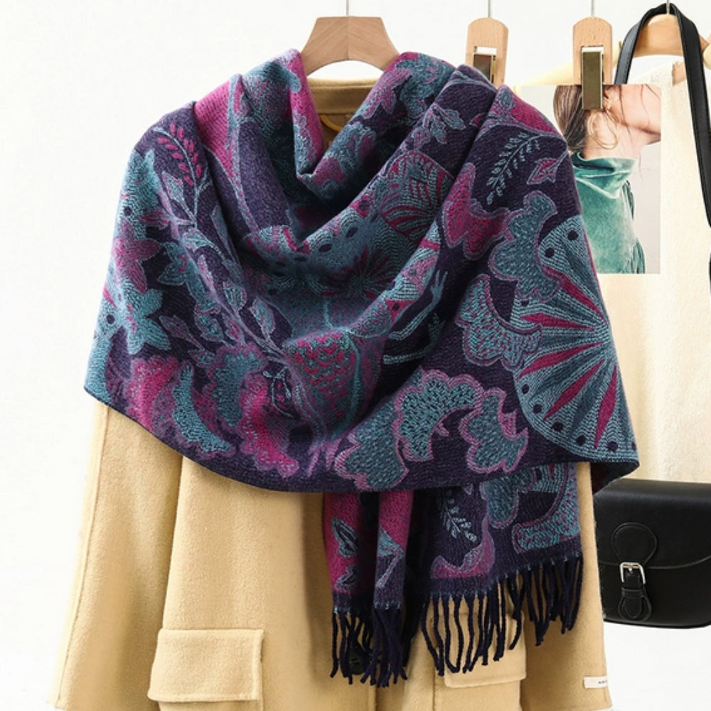 Bohemiskt Heritage Print Sjal – Mjuk vinterscarf och elegant omslagssjal