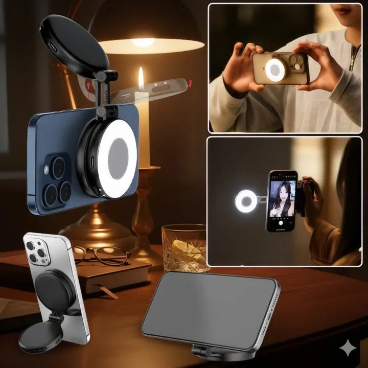 Bärbar selfie-ringlampa med klämma – justerbar LED-belysning