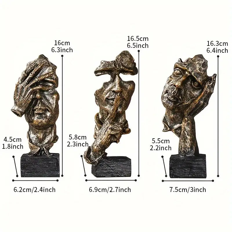 Modern 3-delad skulpturkollektion – Eleganta abstrakta figurer