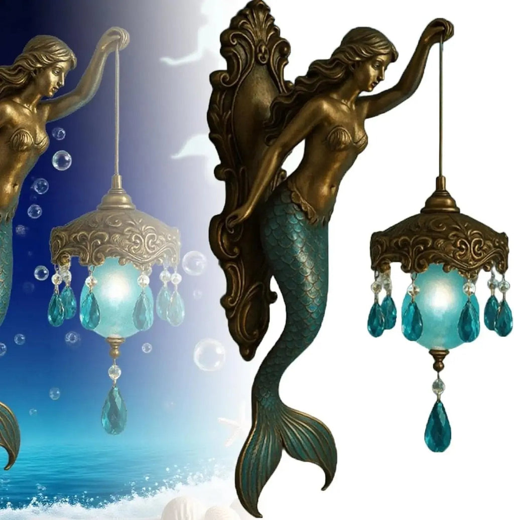 Vintage sjöjungfruvägglampa – Konstnärlig havsinspirerad lampa för eleganta interiörer