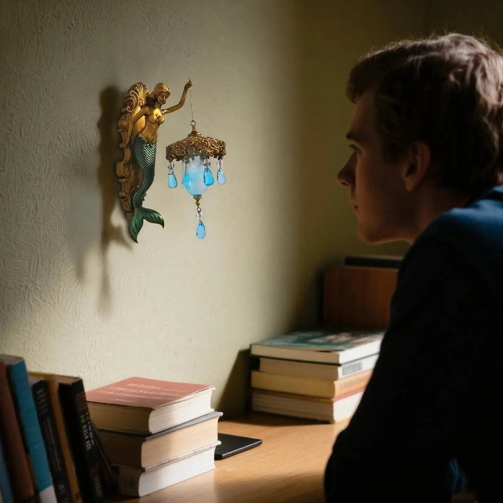 Vintage sjöjungfruvägglampa – Konstnärlig havsinspirerad lampa för eleganta interiörer