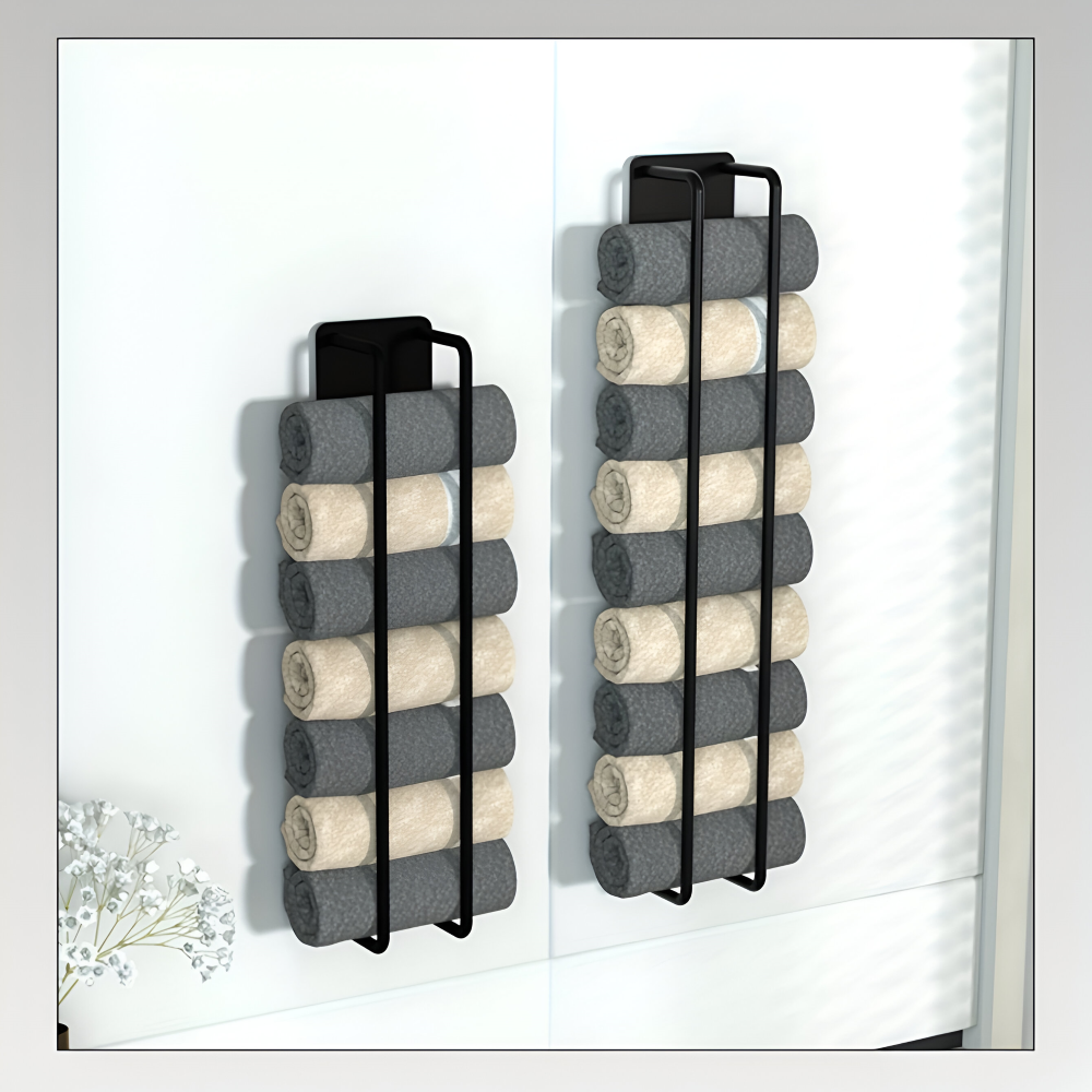 Modern väggmonterad handdukshängare – Platsbesparande metallhållare för badrumsförvaring