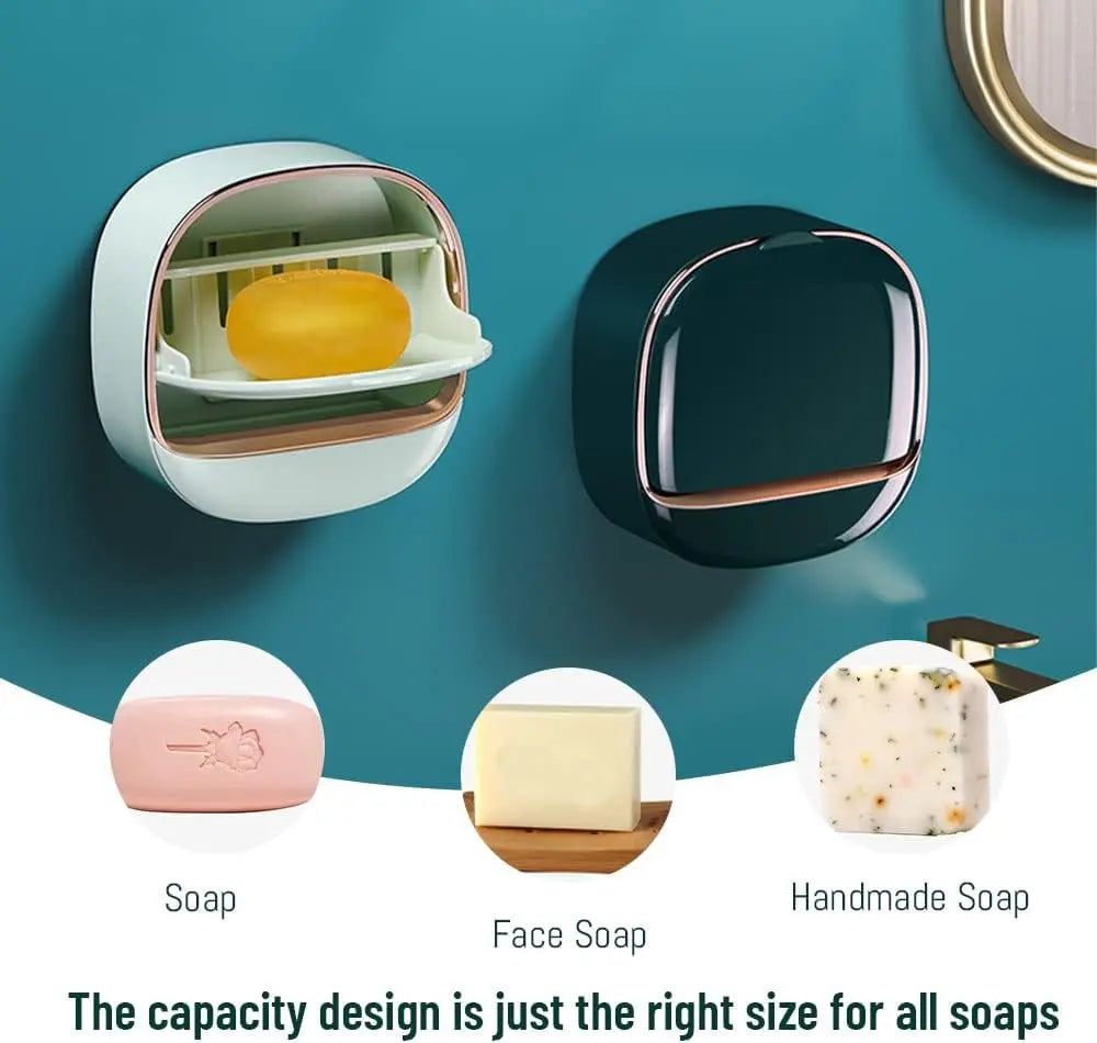 Elegant tvålkopp med lock och avrinningsbricka – Modern tvålhållare för badrum