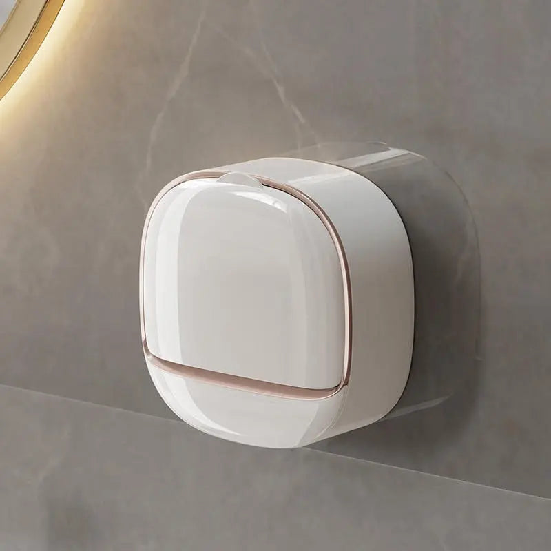 Elegant tvålkopp med lock och avrinningsbricka – Modern tvålhållare för badrum