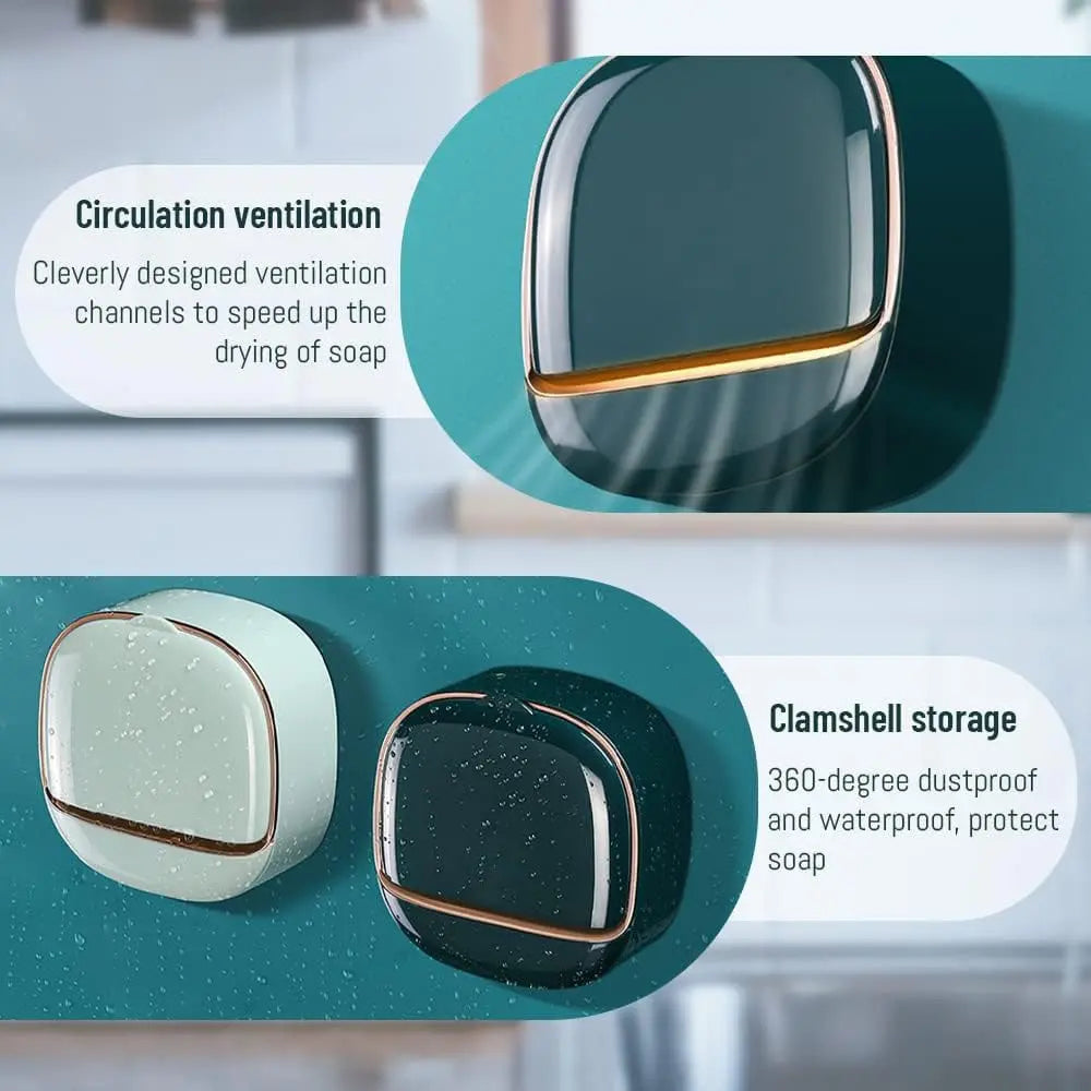 Elegant tvålkopp med lock och avrinningsbricka – Modern tvålhållare för badrum