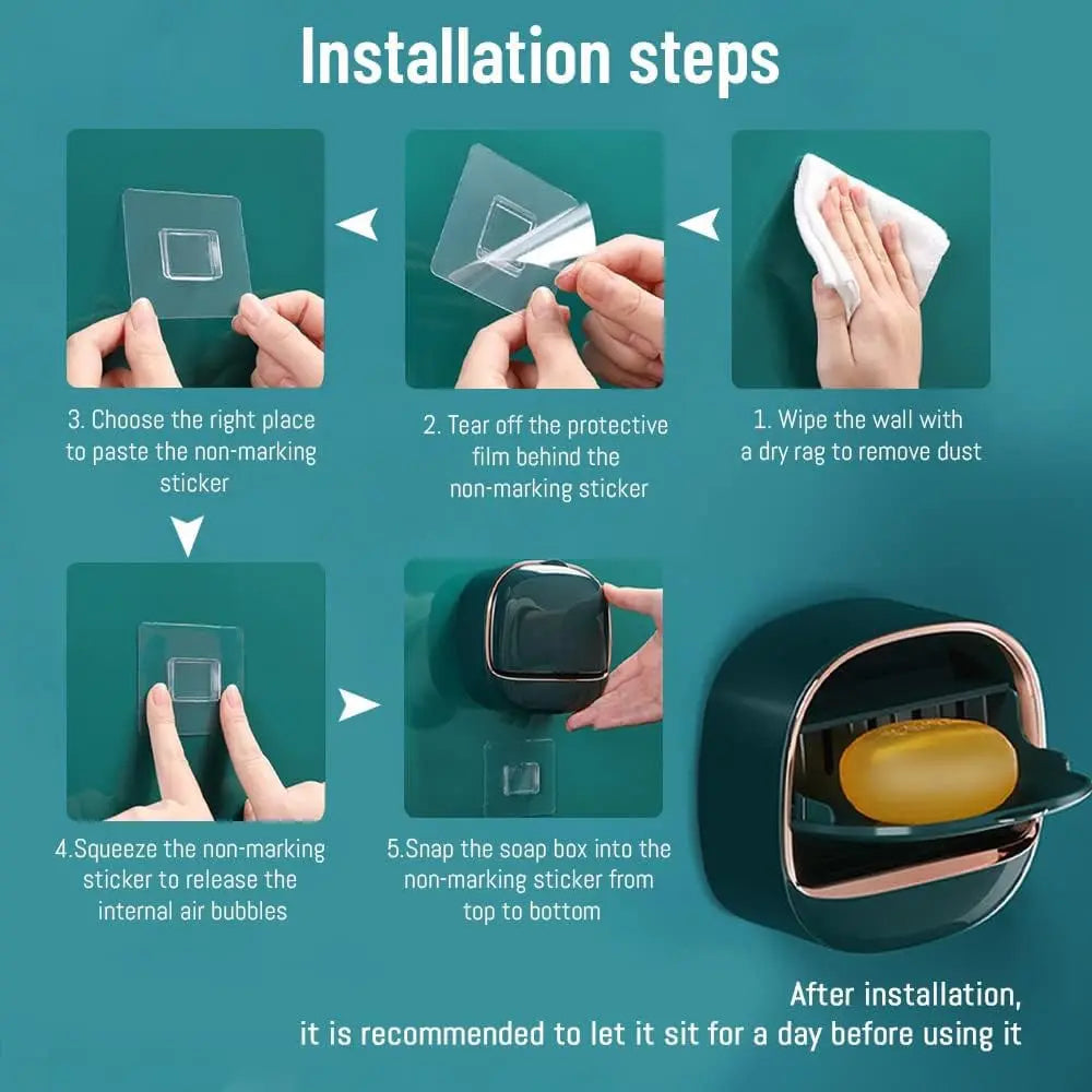 Elegant tvålkopp med lock och avrinningsbricka – Modern tvålhållare för badrum