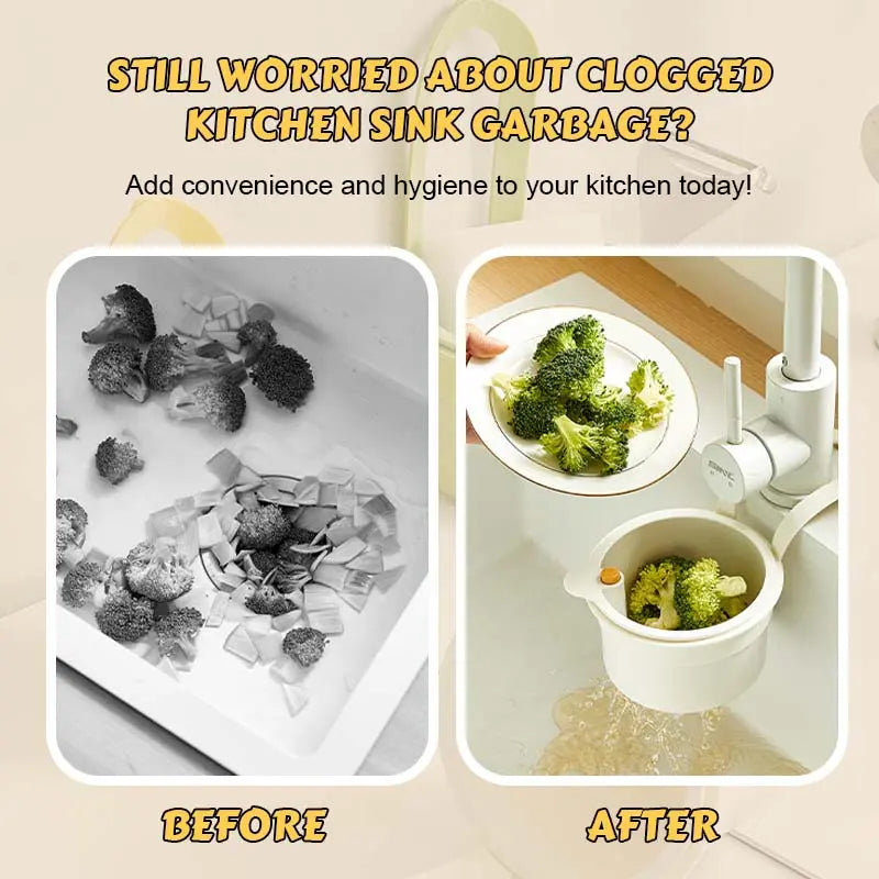 Hängande avloppskorg över diskbänken — Multifunktionell kökssil för svampar, grönsaker och redskap