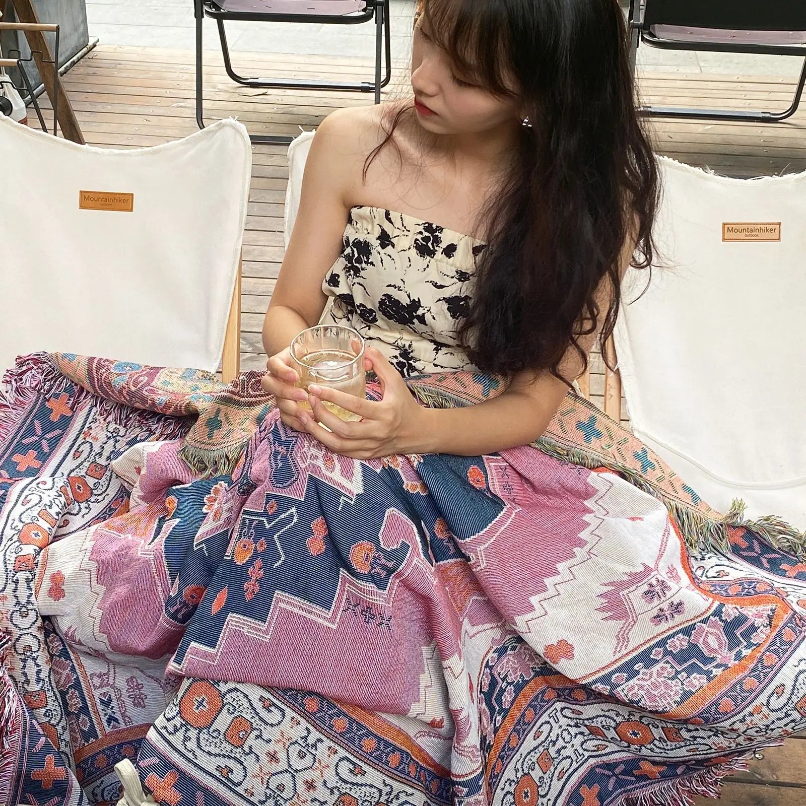 Bohemiskt mönstrad filt – Mysig, färgglad dekoration för sängen eller soffan