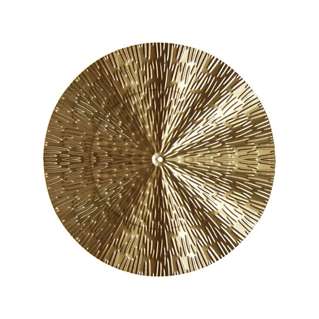 Gyllene minimalistisk cirkelväggskulptur – Modern metallinredning