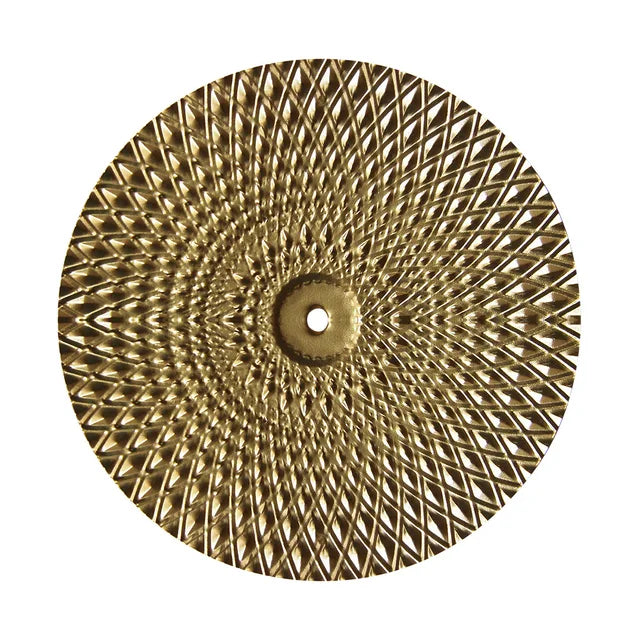 Gyllene minimalistisk cirkelväggskulptur – Modern metallinredning