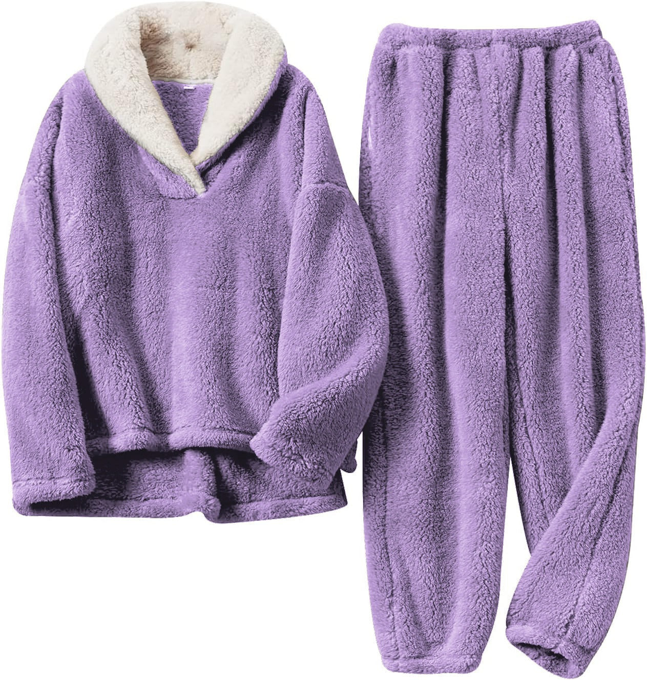 Octavia | Fuzzy sherpapullover och jogging loungeset - Plyschiga loungekläder