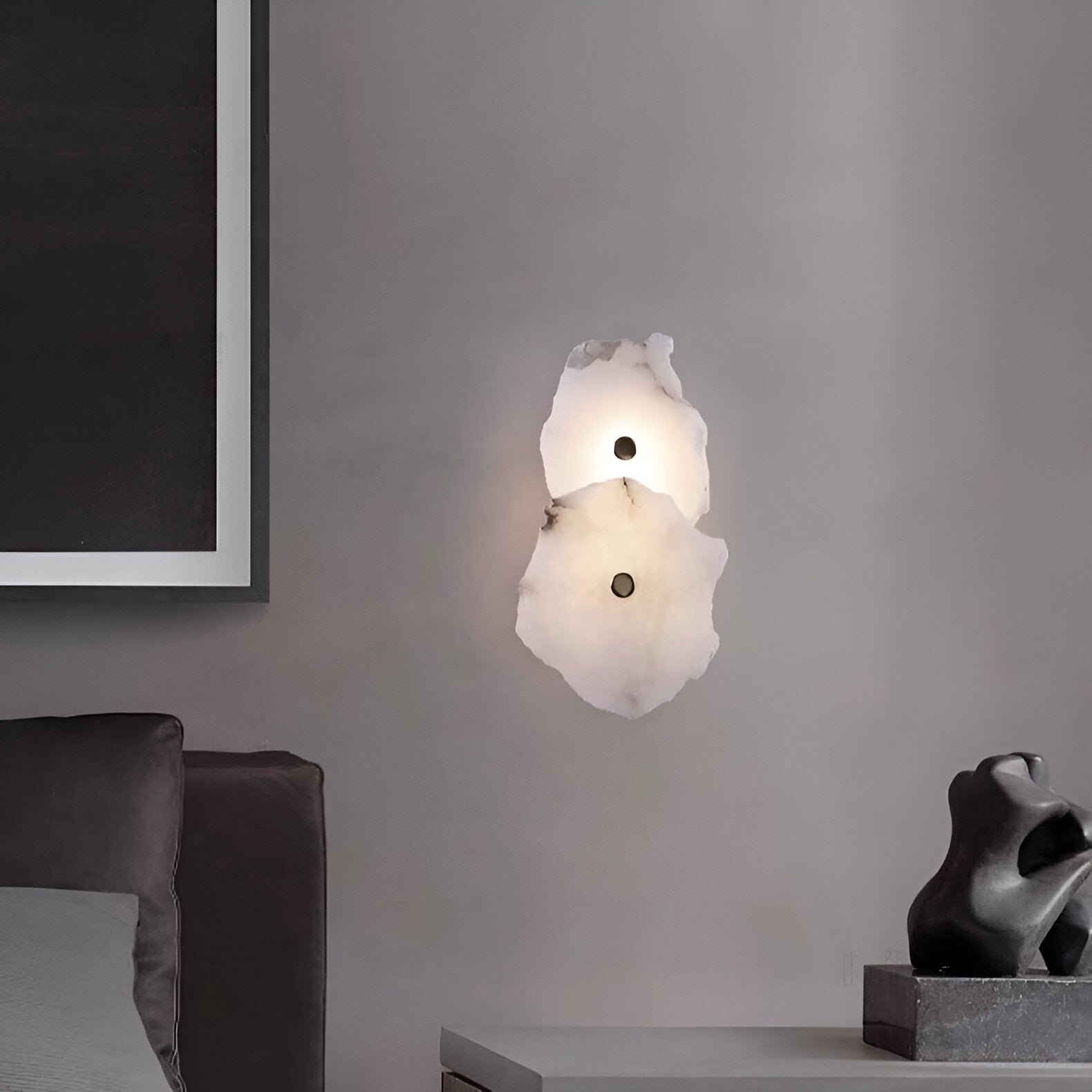 Modern oregelbunden marmorerad LED-vägglampa – Unik minimalistisk vägglampa för eleganta utrymmen