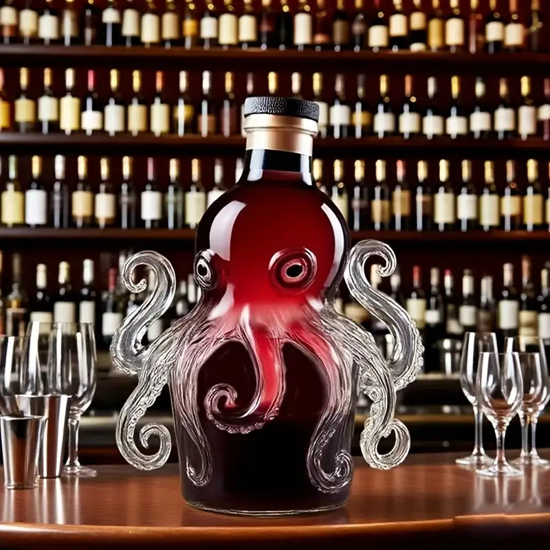 Octopus vinkaraff - Konstnärlig glaskaraff för sprit, whisky och elegans i hemmets bar