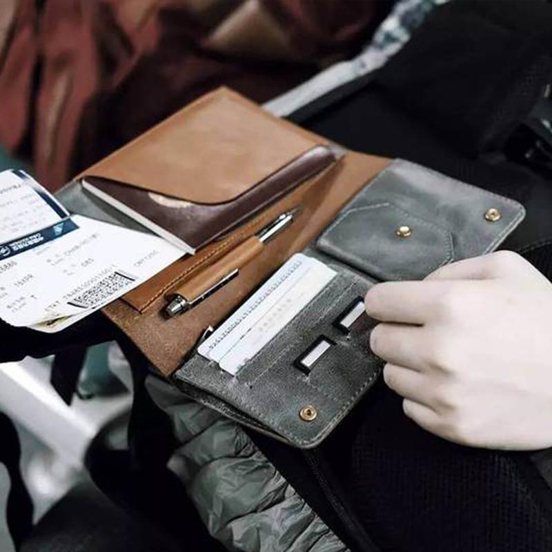 Kompakt RFID-säker reseplånbok – Pass- och kreditkortshållare i äkta läder