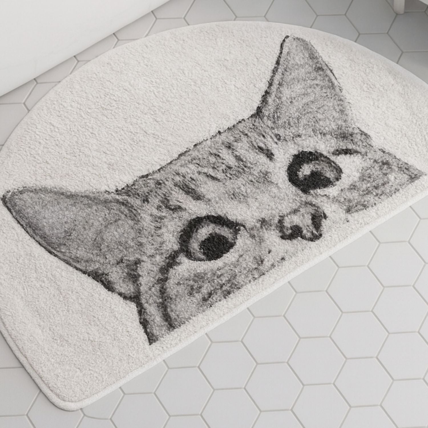 Söt kattbadrumsmatta – Halkfri absorberande matta med lekfull kattdesign