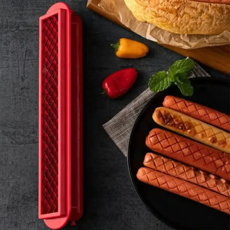 Criss-Cut varmkorvskärare – Verktyg i rostfritt stål och ABS för perfekt textur