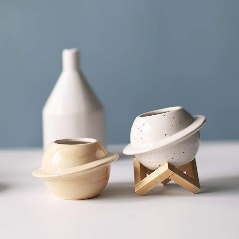 Galaxy-inspirerad keramisk kruka | Blomkruka i planetdesign