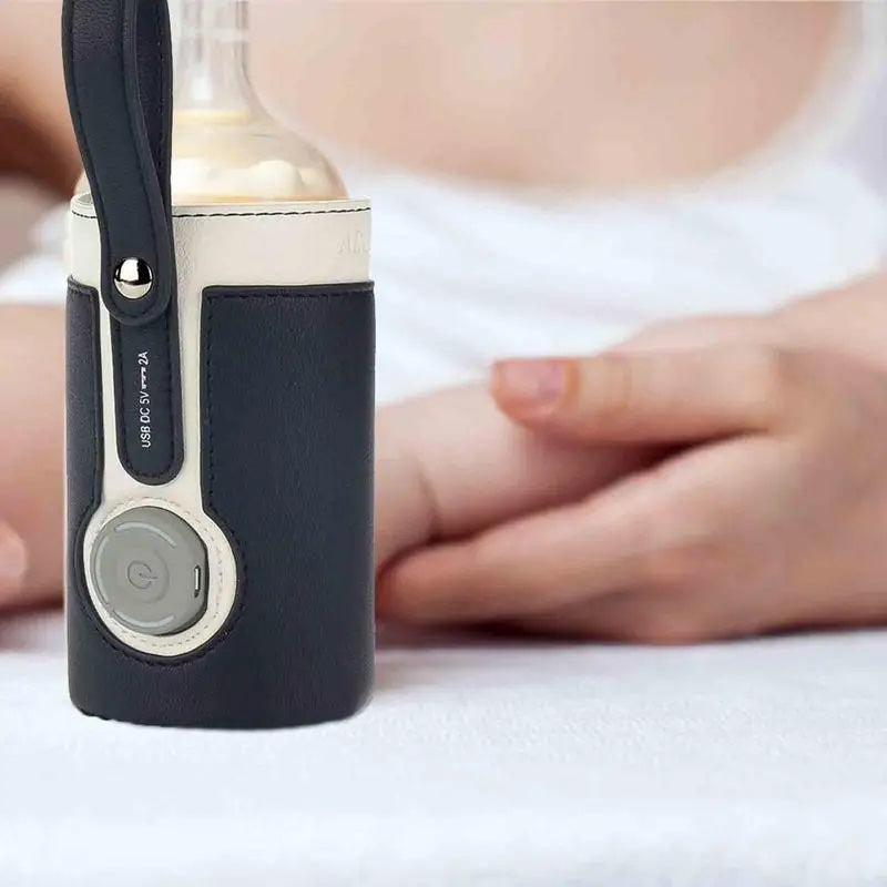 Uppladdningsbar nappflaskvärmare – Bärbar USB-resevärmare med termisk bärväska
