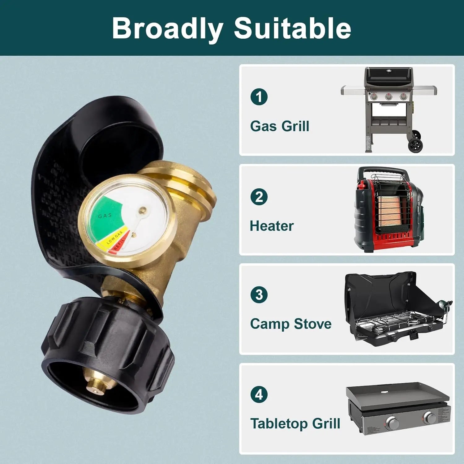 Mätare för gasgrill för utomhusbruk - Mässings propannivåindikator med färgzoner