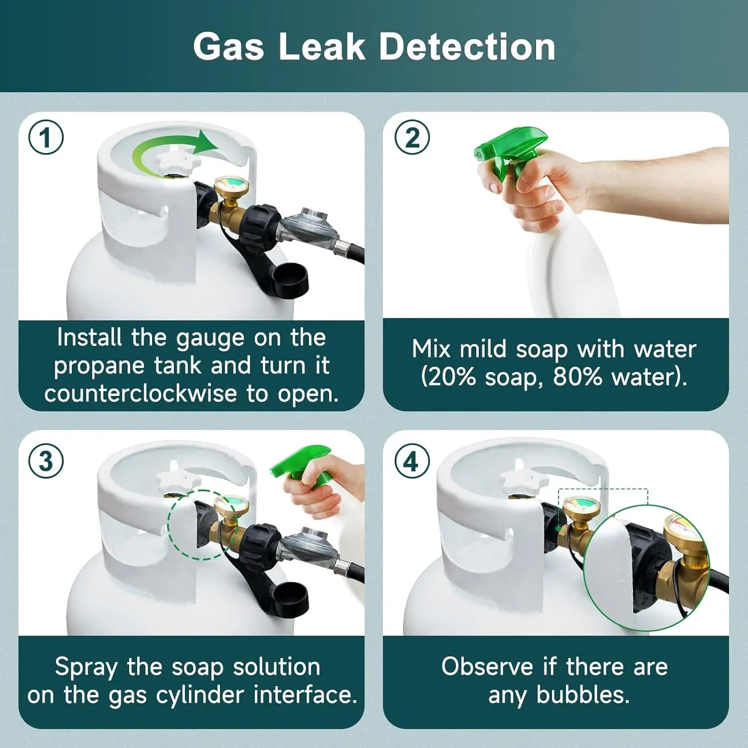 Mätare för gasgrill för utomhusbruk - Mässings propannivåindikator med färgzoner