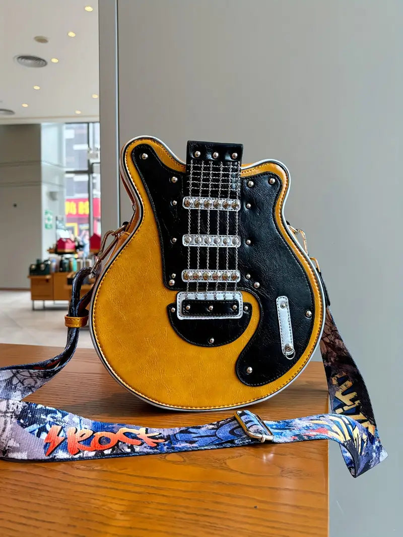 Rockstar - Vintage Retro Gitarr Crossbody Väska