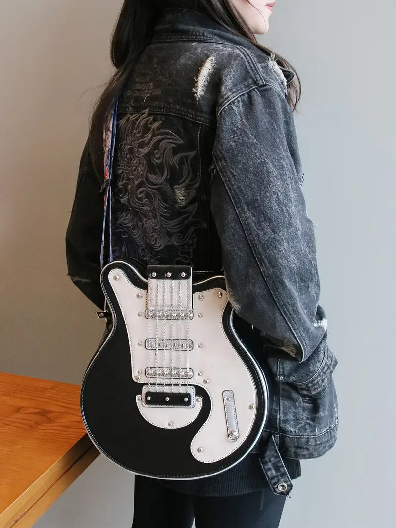 Rockstar - Vintage Retro Gitarr Crossbody Väska